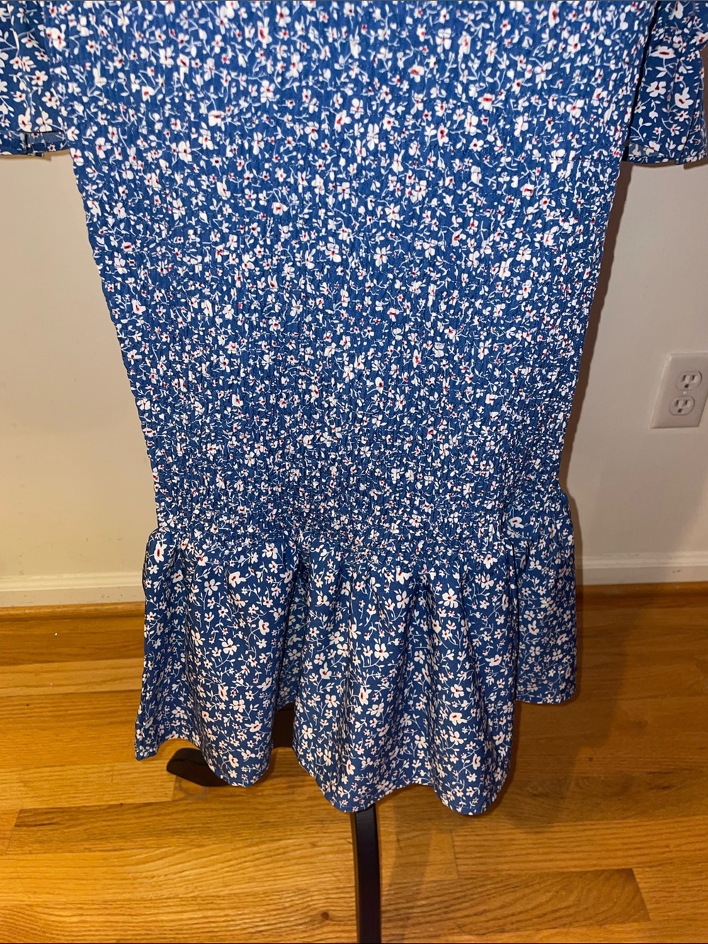 PrettyGarden Blue Floral Smocked Maxi Mermaid Dress with Long Sleeves Size Large - Picture 3 of 16